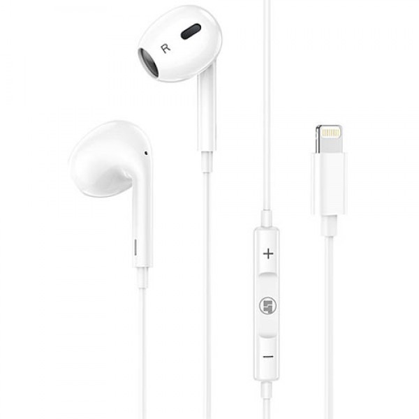 LAMTECH LIGHTNING WIRED EARPHONES WITH MICROPHONE WHITE