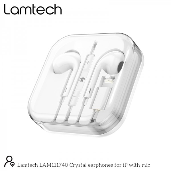 LAMTECH LIGHTNING WIRED EARPHONES WITH MICROPHONE WHITE