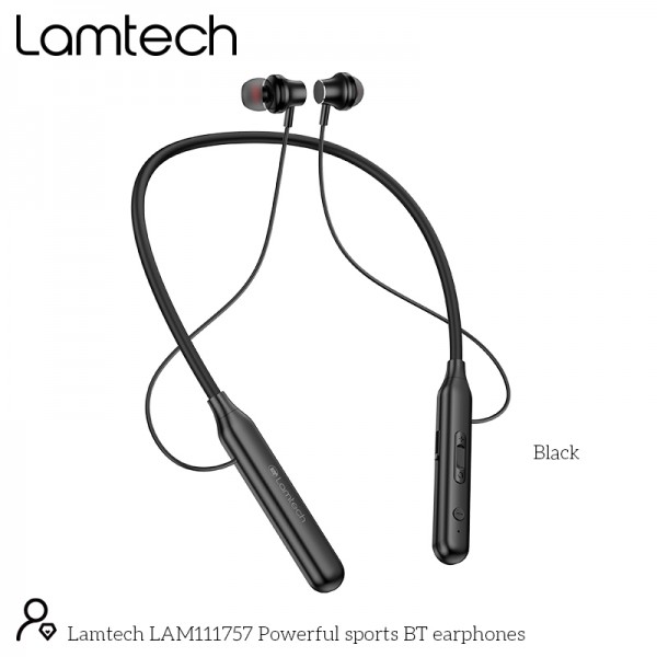 LAMTECH POWERFUL BLUETOOTH WIRELESS SPORTS EARPHONES BLACK