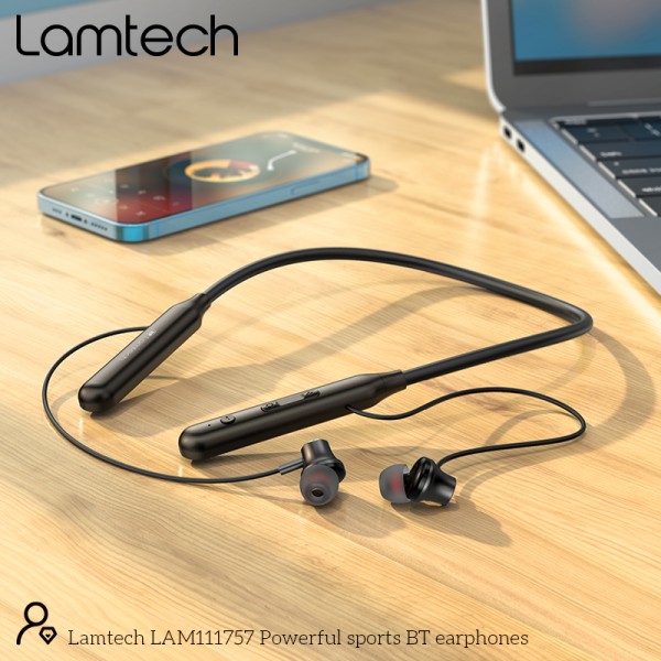 LAMTECH POWERFUL BLUETOOTH WIRELESS SPORTS EARPHONES BLACK