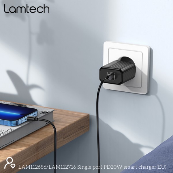 LAMTECH FAST CHARGER TYPE-C PD20W BLACK