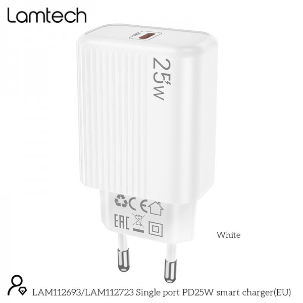 LAMTECH FAST CHARGER TYPE-C PD25W WHITE