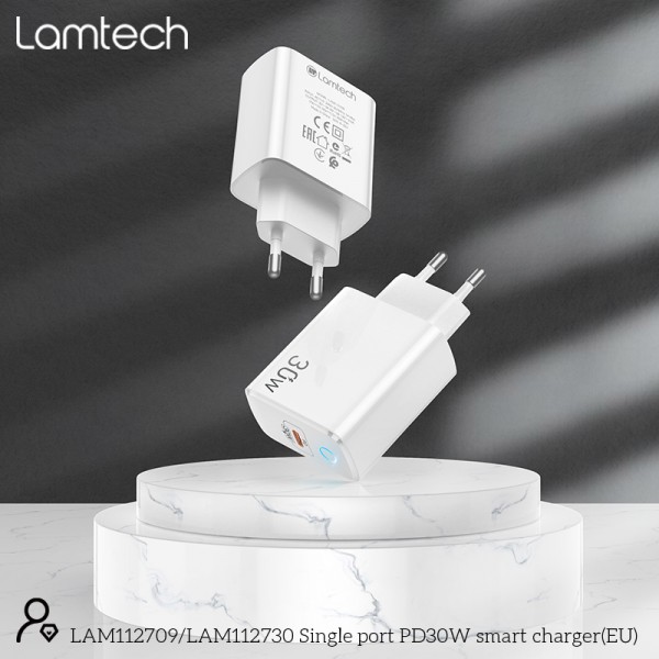 LAMTECH FAST CHARGER TYPE-C PD30W WHITE