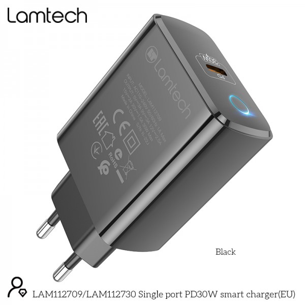 LAMTECH FAST CHARGER TYPE-C PD30W BLACK