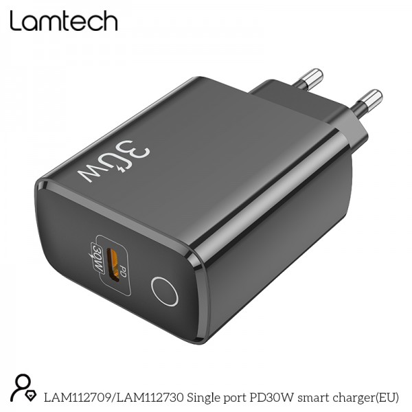 LAMTECH FAST CHARGER TYPE-C PD30W BLACK