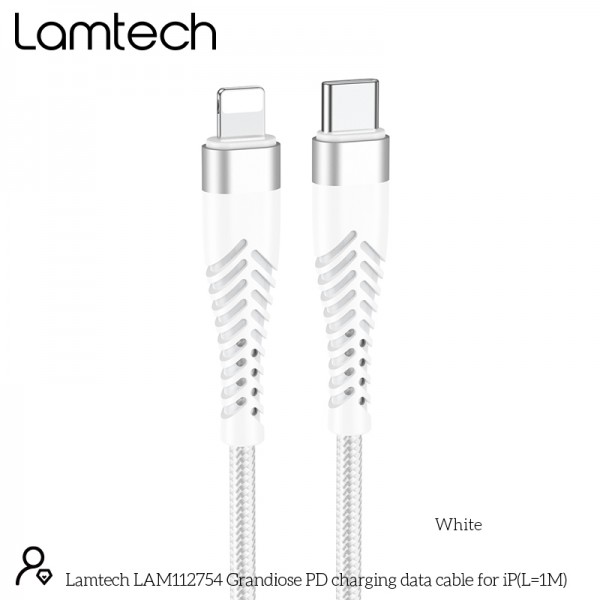 LAMTECH HQ UNBREAKABLE CABLE TYPE-C TO LIGHTNING WHITE 1M