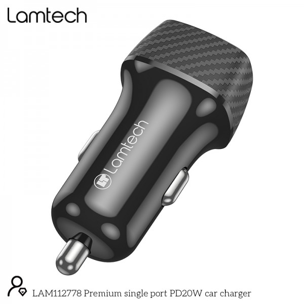 LAMTECH PREMIUM FAST IN-CAR CHARGER TYPE-C PD20W BLACK