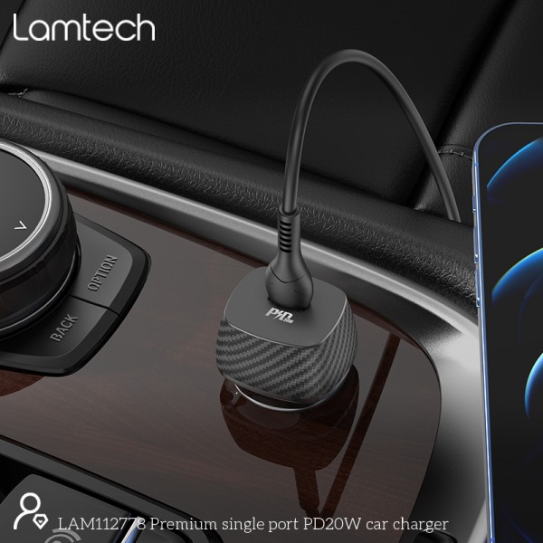 LAMTECH PREMIUM FAST IN-CAR CHARGER TYPE-C PD20W BLACK