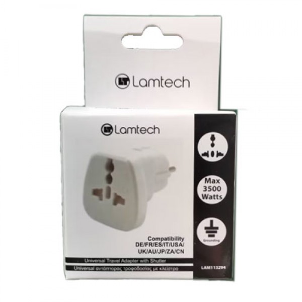 LAMTECH UNIVERSAL TRAVEL ADAPTER WITH SHUTTER