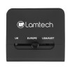 LAMTECH UNIVERSAL TRAVEL ADAPTER WITH 2 USB PORTS AC 6A BLACK