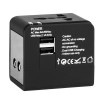 LAMTECH UNIVERSAL TRAVEL ADAPTER WITH 2 USB PORTS AC 6A BLACK