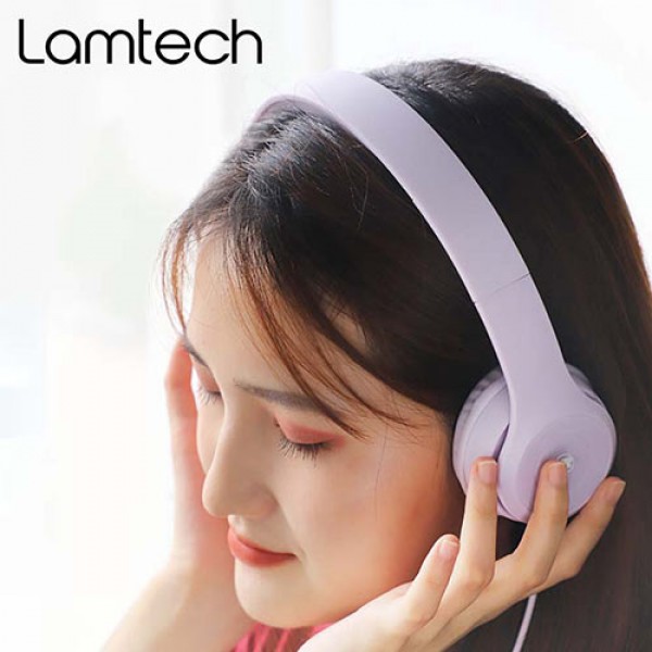 LAMTECH EXTRA BASS STEREO HEADPHONES WITH MIC PURPLE