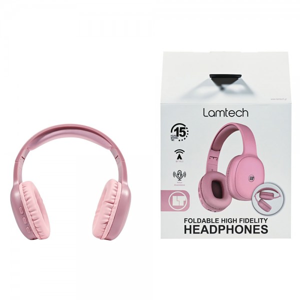 LAMTECH BT5.3 FOLDABLE HIGH FIDELITY HEADPHONES PINK