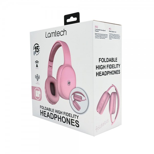 LAMTECH BT5.3 FOLDABLE HIGH FIDELITY HEADPHONES PINK