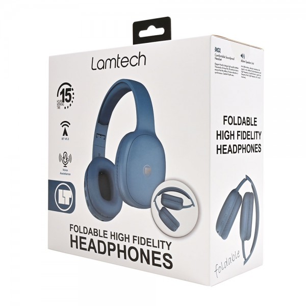 LAMTECH BT5.3 FOLDABLE HIGH FIDELITY HEADPHONES BLUE