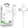 LAMTECH 3 IN 1 CHARGING TYPE-C CABLE TO TYPE-C/LIGHTNING/MICRO USB 1M WHITE