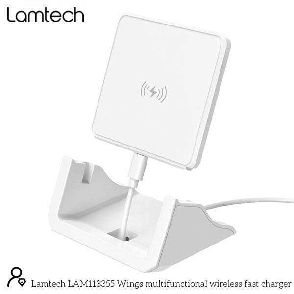 LAMTECH WIRELESS FAST CHARGER 15W WITH STAND WHITE