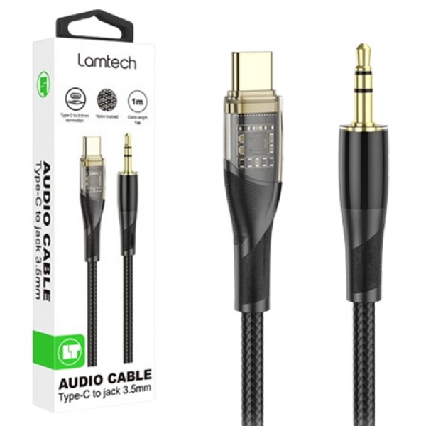 LAMTECH AUDIO CABLE TYPE-C TO 3.5MM JACK BLACK 1M