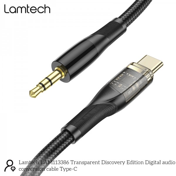 LAMTECH AUDIO CABLE TYPE-C TO 3.5MM JACK BLACK 1M