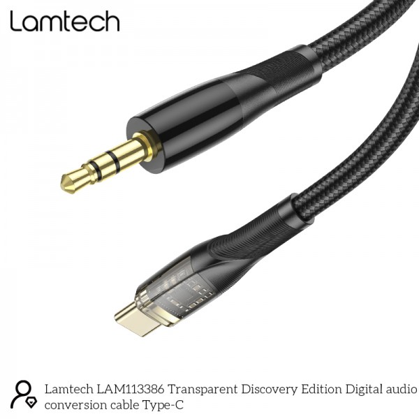 LAMTECH AUDIO CABLE TYPE-C TO 3.5MM JACK BLACK 1M