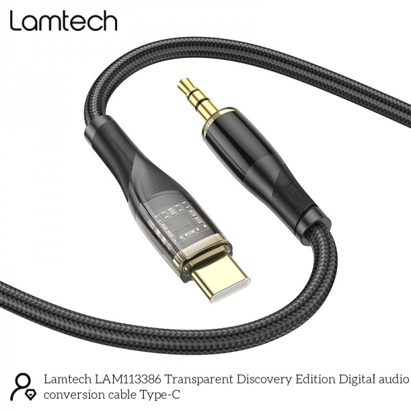 LAMTECH AUDIO CABLE TYPE-C TO 3.5MM JACK BLACK 1M