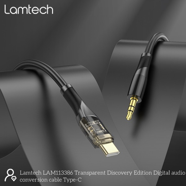 LAMTECH AUDIO CABLE TYPE-C TO 3.5MM JACK BLACK 1M