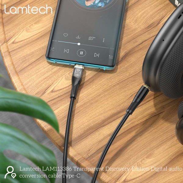 LAMTECH AUDIO CABLE TYPE-C TO 3.5MM JACK BLACK 1M