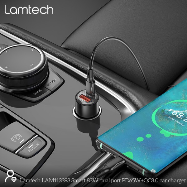 LAMTECH QUICK DUAL PORT MINI CAR CHARGER 83W