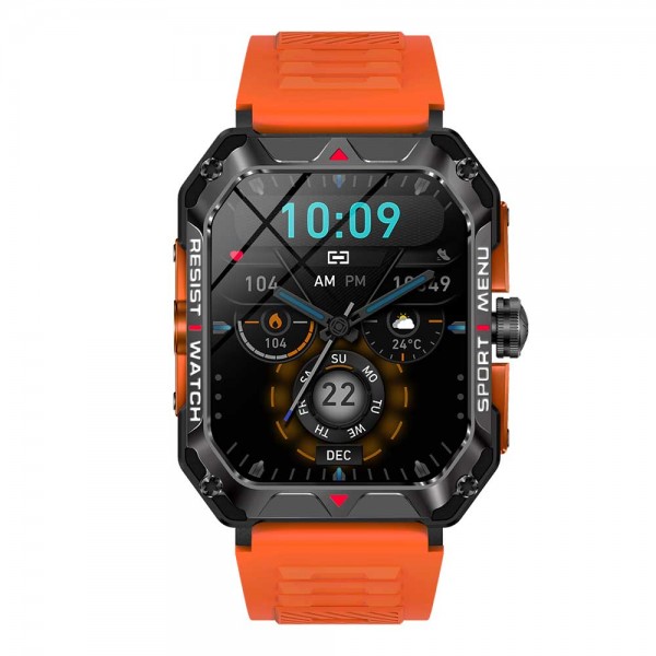 LAMTECH SPORT WATCH BT5.1 WITH HEALTH SENSOR & SPORT TRACKING SQUARE TFT 2.02' DISPLAY B.ORANGE