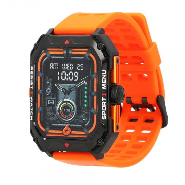 LAMTECH SPORT WATCH BT5.1 WITH HEALTH SENSOR & SPORT TRACKING SQUARE TFT 2.02' DISPLAY B.ORANGE