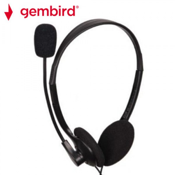 GEMBIRD STEREO HEADSET WITH VOLUME CONTROL BLACK