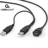 CABLEXPERT DUAL USB 2,0 A-PLUG A-SOCKET EXTENSION CABLE 0.9M