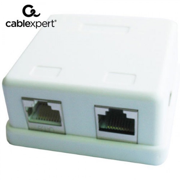 CABLEXPERT TWO JACK SYRFACE MOUNT BOX WITH 2 CAT5e HALF-SHIELDED KEYSTONE JACKS