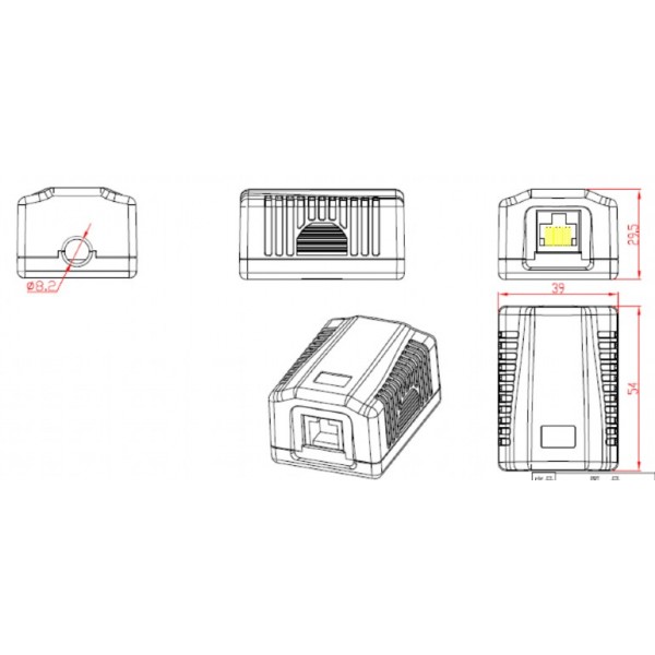 CABLEXPERT CAT5E UTP SINGLE PORT SURFACE MOUNT BOX