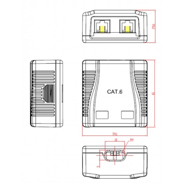 CABLEXPERT CAT5E UTP 2-PORT SURFACE MOUNT BOX