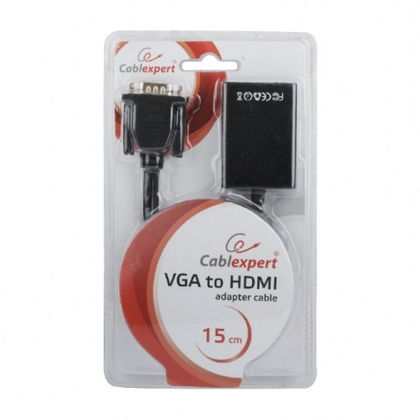 CABLEXPERT VGA TO HDMI ADAPTER CABLE 0,15M BLACK