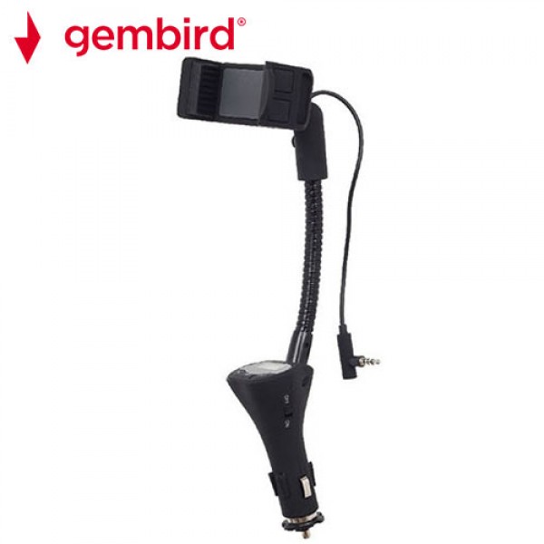 GEMBIRD 4-IN-1  FM TRASMITTER, CAR SMARTPHONE HOLDER WITH CHARGER AND HANDSFREE FUNCTION