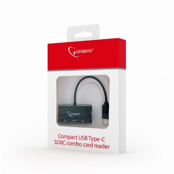 GEMBIRD COMPACT USB TYPE-C SDXC COMBO CARD READER BLACK