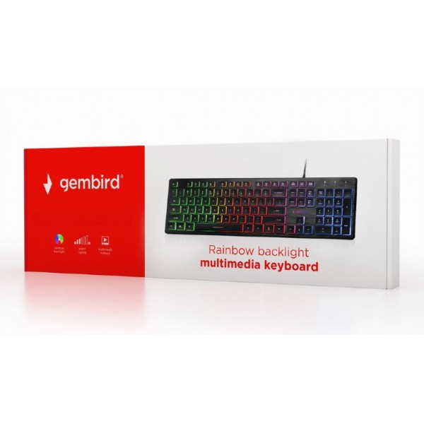 GEMBIRD RAINBOW BACKLIGHT MULTIMEDIA KEYBOARD BLACK