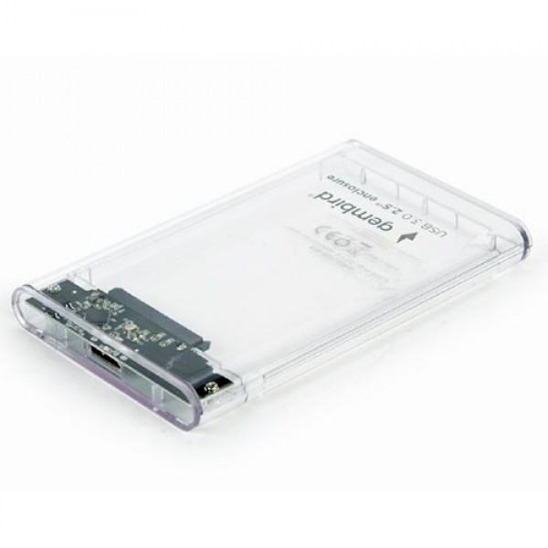 GEMBIRD USB 3,0 2,5' ENCLOSURE FOR 9,5MM DRIVE TRANSPARENT PLASTIC