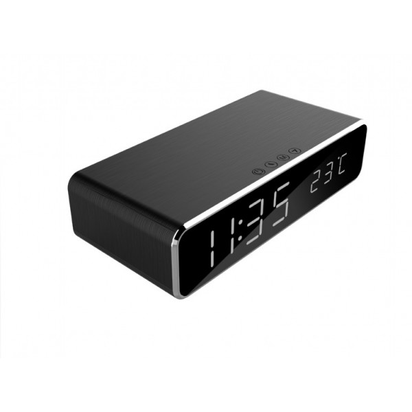 GEMBIRD DIGITAL ALARM CLOCK WITH WIRELESS CHARGING FUNCTION BLACK