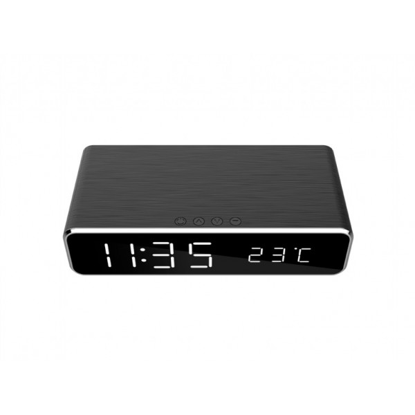 GEMBIRD DIGITAL ALARM CLOCK WITH WIRELESS CHARGING FUNCTION BLACK