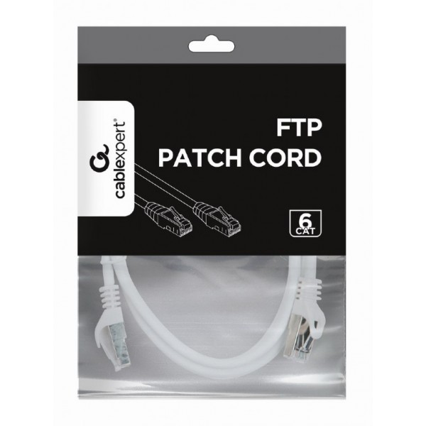 CABLEXPERT FTP CAT6 PATCH CORD WHITE SHIELDED 1M