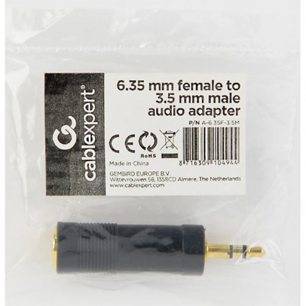 CABLEXPERT 6,35MM FEMALE TO 3,5MM MALE AUDIO ADAPTER