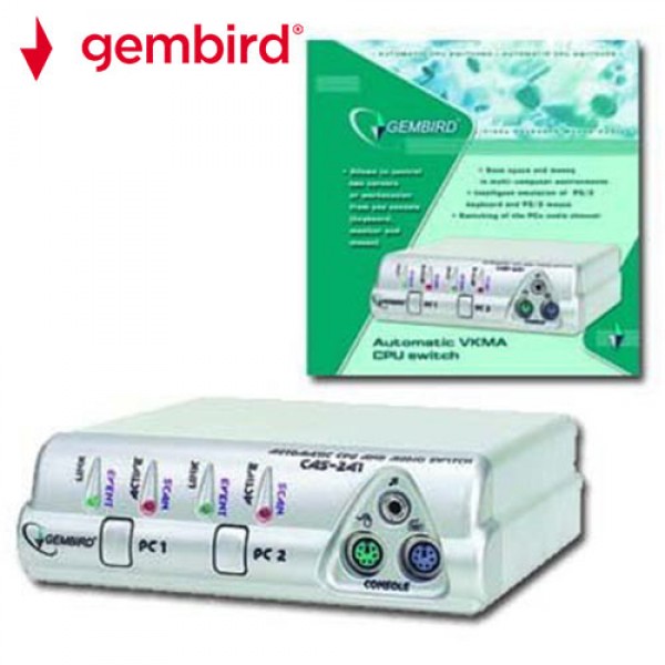 GEMBIRD AUTOMATIC CPU SWITCH W/AUDIO SUPPORT 2PCS