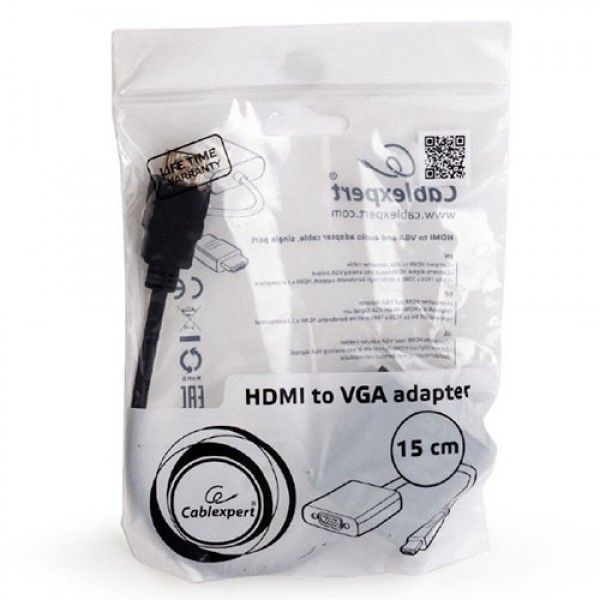 CABLEXPERT HDMI TO VGA AND AUDIO ADAPTER CABLE SINGLE PORTBLACK