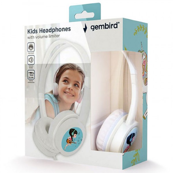 GEMBIRD KIDS HEADPHONES WITH VOLUME LIMITER WHITE