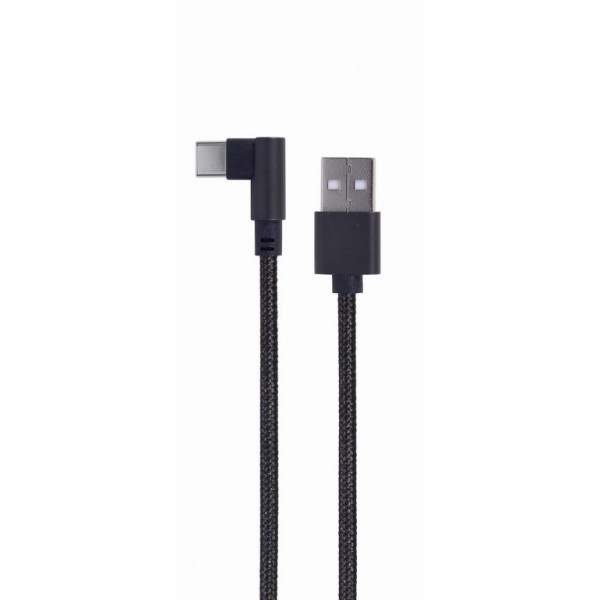 CABLEXPERT ANGLED USB TYPE-C CHARGING & DATA CABLE 0.2M BLACK