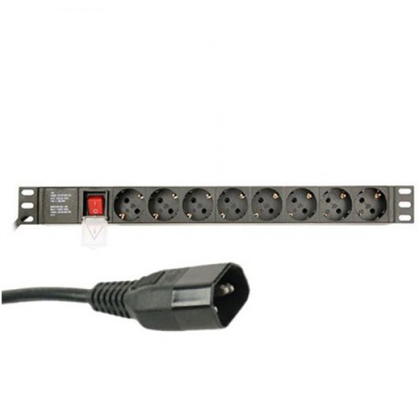 ENERGENIE PDU 8 SCHUKO SOCKETS 1U 10A C14 PLUG 3M