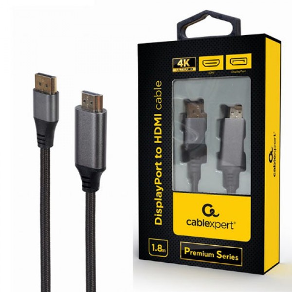 CABLEXPERT DISPLAYPORT TO HDMI CABLE PREMIUM SERIES 4K 1,8M RETAIL PACK